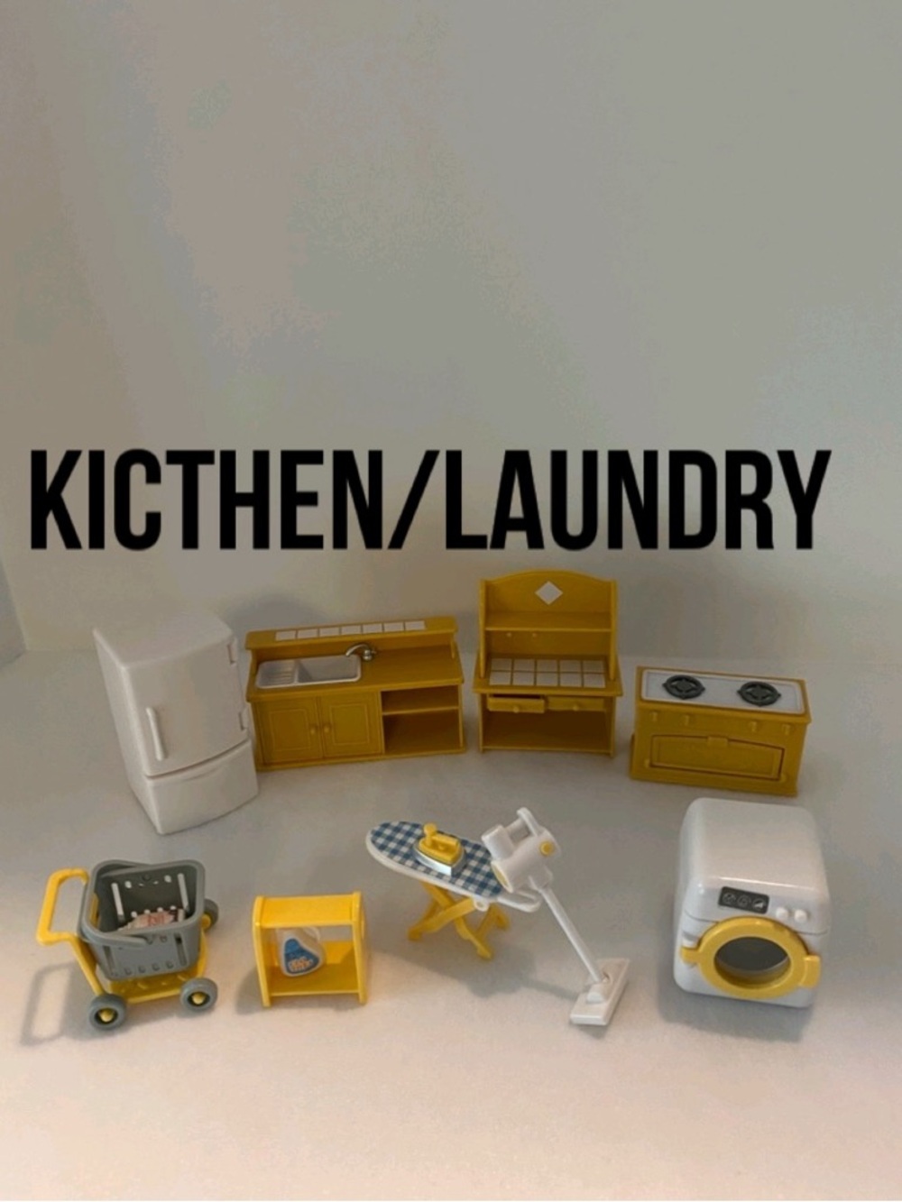 Yellow & White Toy Kitchen and Laundry Playset
